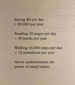 Never underestimate the power of small habits.